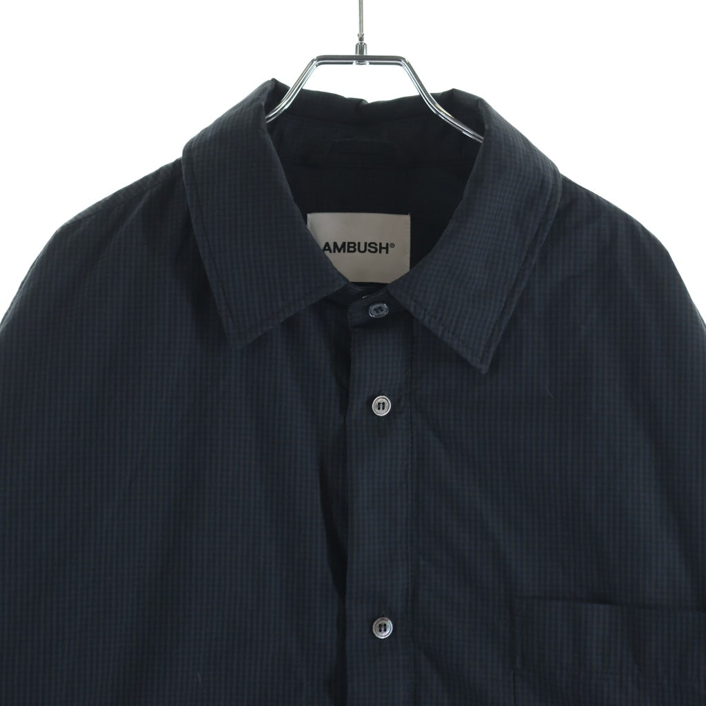 AMBUSH(アンブッシュ) 23AW チェック柄 ボタンダウン コーチジャケット ネイビー BMES001F23FAB001