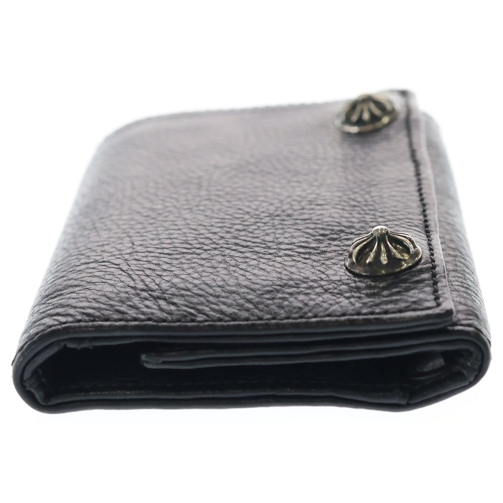 CHROME HEARTS(クロムハーツ) 3FOLD 3フォールド クロスボタンレザーウォレット財布 ブラック