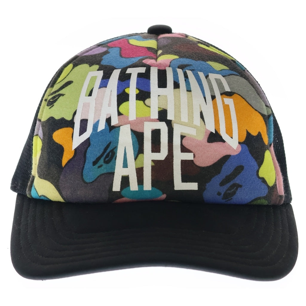 A BATHING APE(アベイシングエイプ) Multi Camo NYC Logo Mesh Cap マルチカモ ニューヨーク ロゴ メッシュキャップ ブラック/マルチ 001CPJ201008M