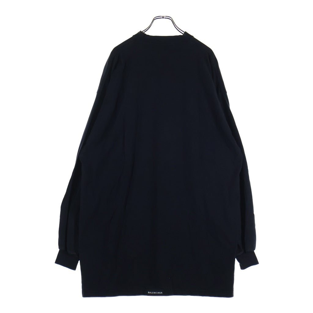 BALENCIAGA(バレンシアガ) 21SS Back Label Oversized Long Sleeve Tee バックラベル オーバーサイズ 長袖Tシャツ ブラック 693949 TMVC1