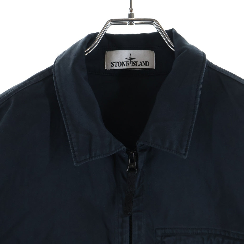 STONE ISLAND(ストーンアイランド) TRETCH ORGANIC COTTON JACKET ロゴワッペン付き ジップアップ オーガニックコットンジャケット ネイビー L1S151200015 S0012