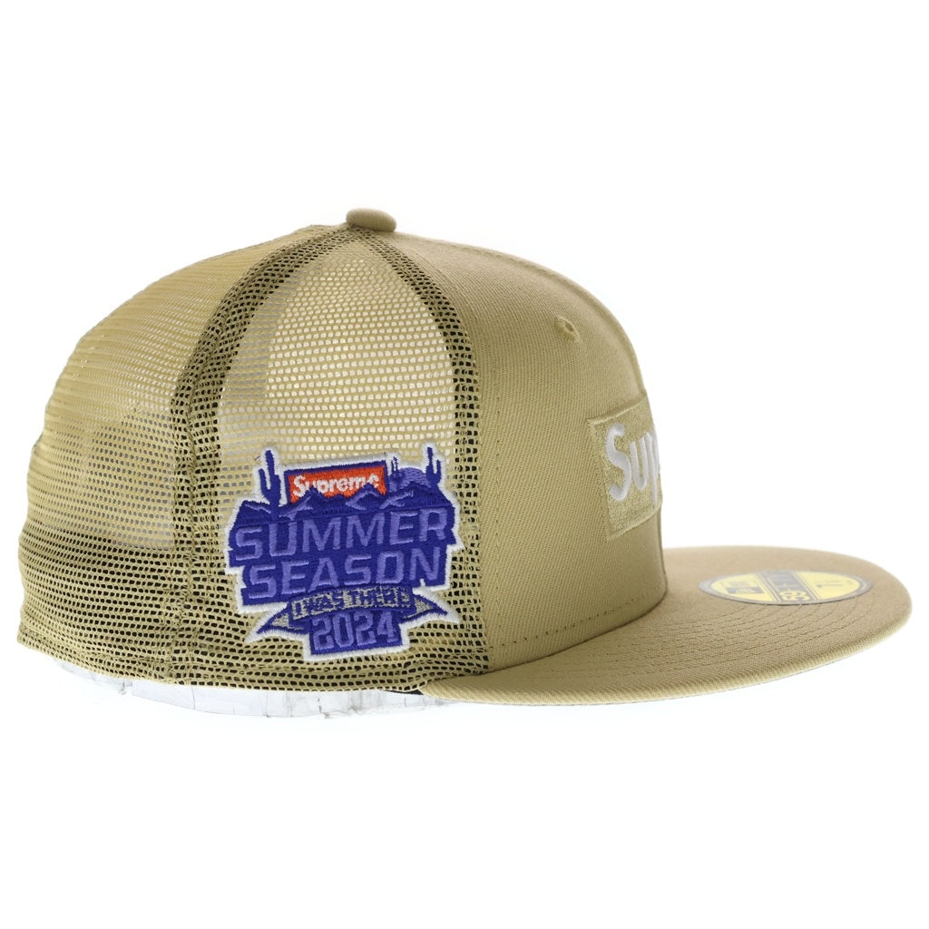 SUPREME(シュプリーム) 24SS ×NEW ERA Box Logo Mesh Back ニューエラ ボックスロゴ メッシュ バック 6パネル ベースボールキャップ 帽子 ライトゴールド