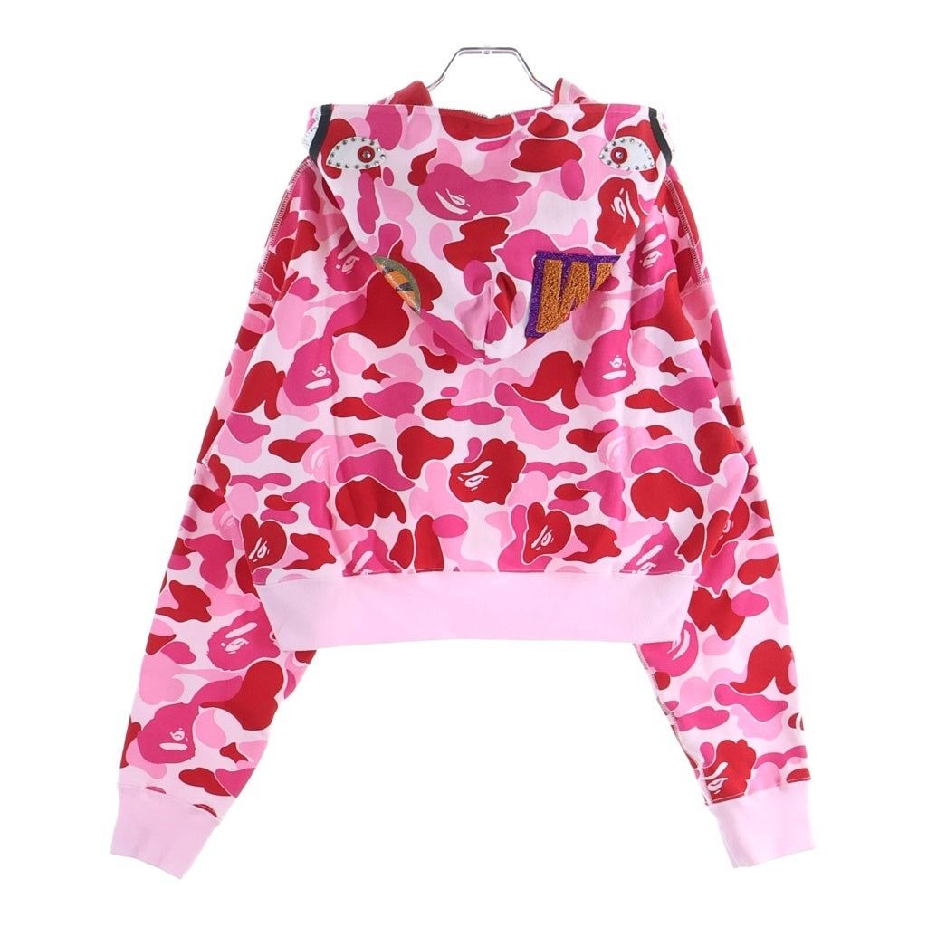 A BATHING APE(アベイシングエイプ) COLOR CAMO CRYSTAL STONE SHARK CROPPED FULL ZIP HOODIE パーカー レディース 001ZPM302301L