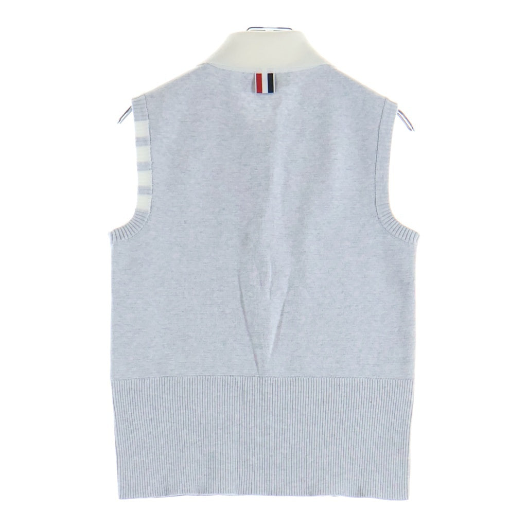THOM BROWNE(トムブラウン) Milano Stitch 4-Bar Sleeveless Polo Shirt ミラノステッチ ノースリーブ ポロシャツレディース グレー FKP133B-Y3061-050