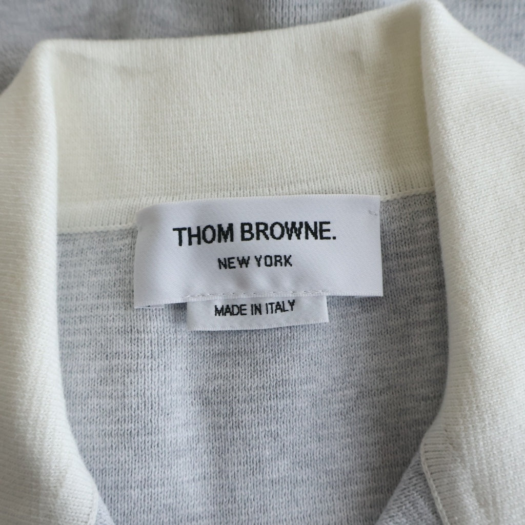 THOM BROWNE(トムブラウン) Milano Stitch 4-Bar Sleeveless Polo Shirt ミラノステッチ ノースリーブ ポロシャツレディース グレー FKP133B-Y3061-050