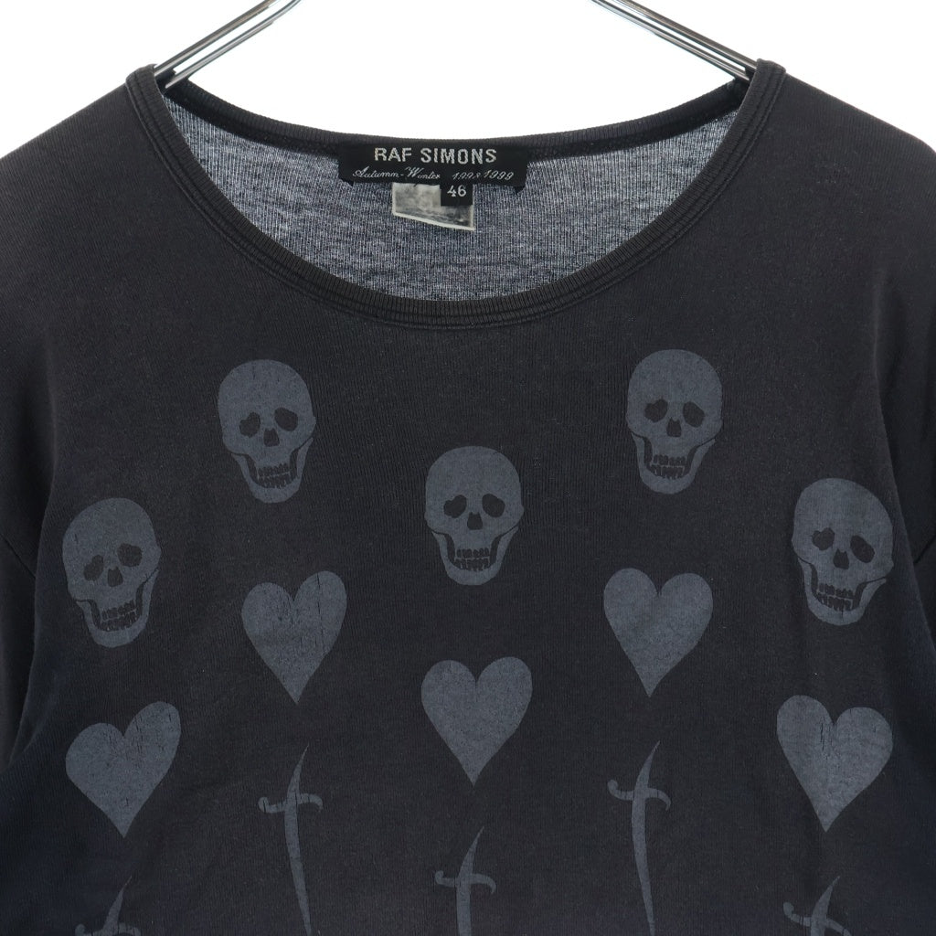 RAF SIMONS(ラフシモンズ) 99AW Radioactivity Skulls Hearts Daggers L/S Tee レイディオウアクティヴィティ スカルズ ハーツ ダガーズ フロントプリント長袖Tシャツ ブラック