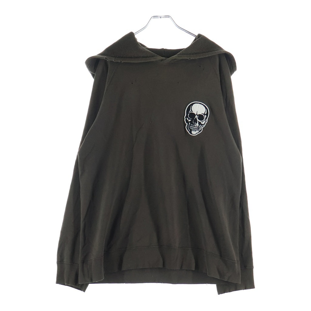 NUMBER (N)INE(ナンバーナイン) 04SS DREAM期 Double Skull Hoodie ドリーム期 ダメージ加工 ダブルスカル フーディー プルオーバーパーカー カーキ