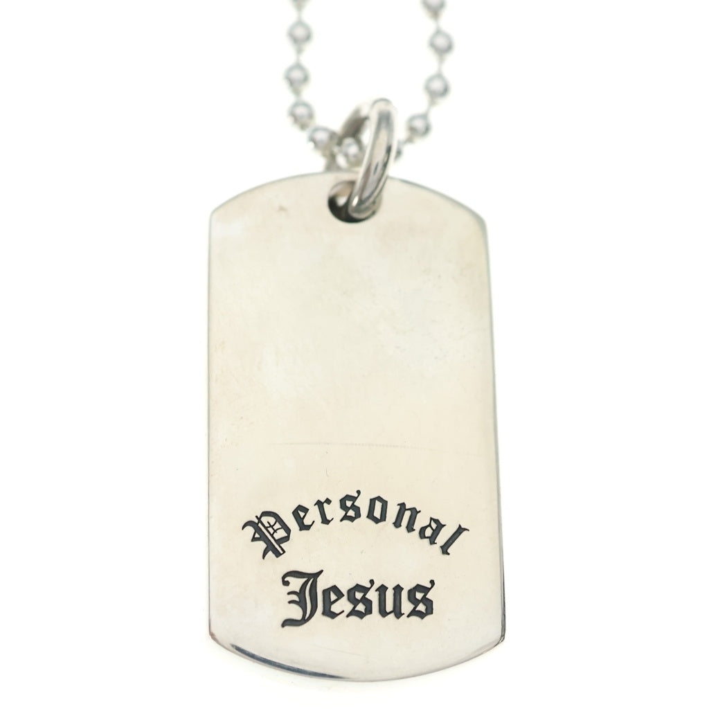 Personal Jesus(パーソナルジーザス) WOOD DOG TAG W/LARGE ドッグタグ クロス ボールチェーン ネックレス シルバー