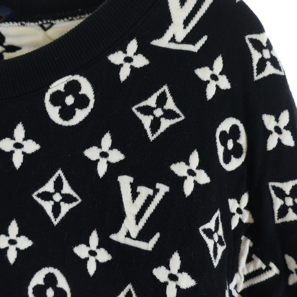 LOUIS VUITTON(ルイヴィトン) モノグラム ジャガード クルーネック 長袖スウェット トレーナー ブラック RM201Q TCJ HIY53W