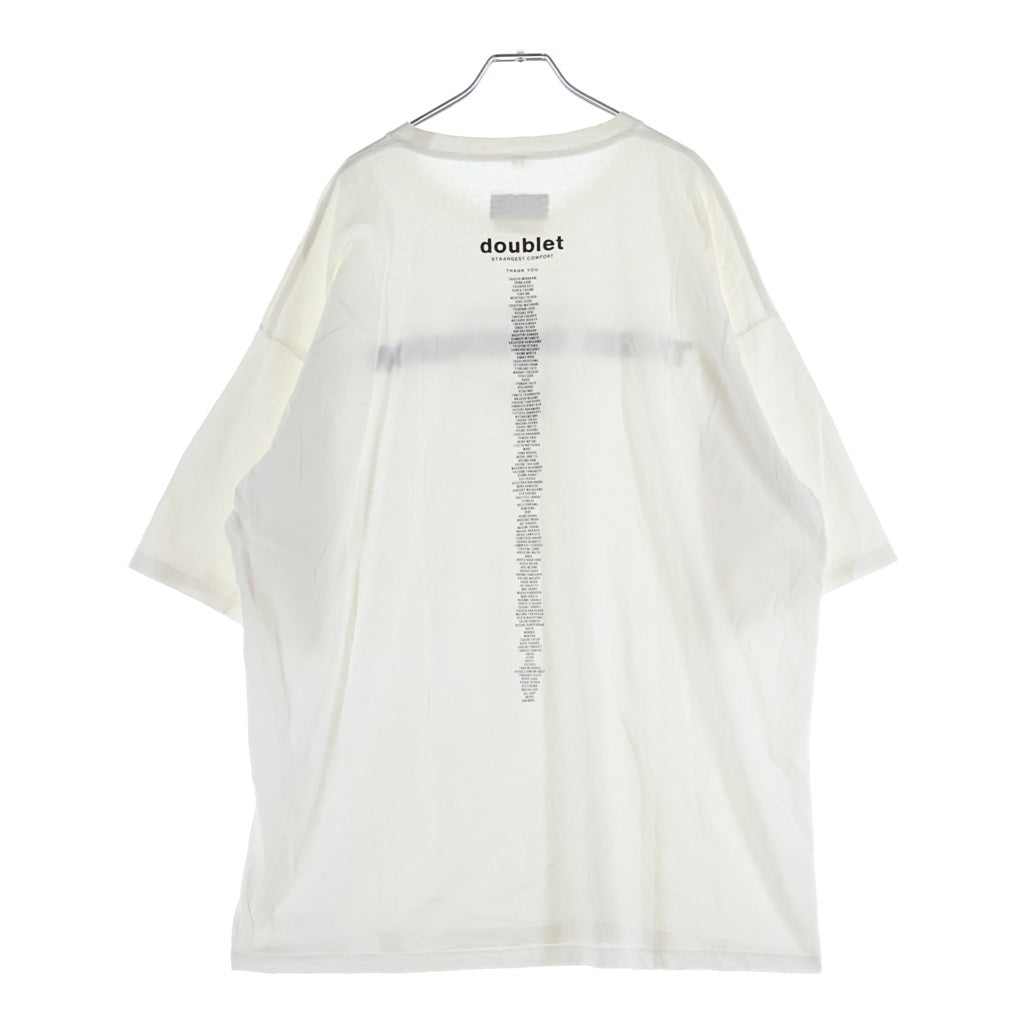 doublet(ダブレット) THREE DIMENSION フロントプリント 半袖Tシャツ カットソー ホワイト 19AW31CS143-1