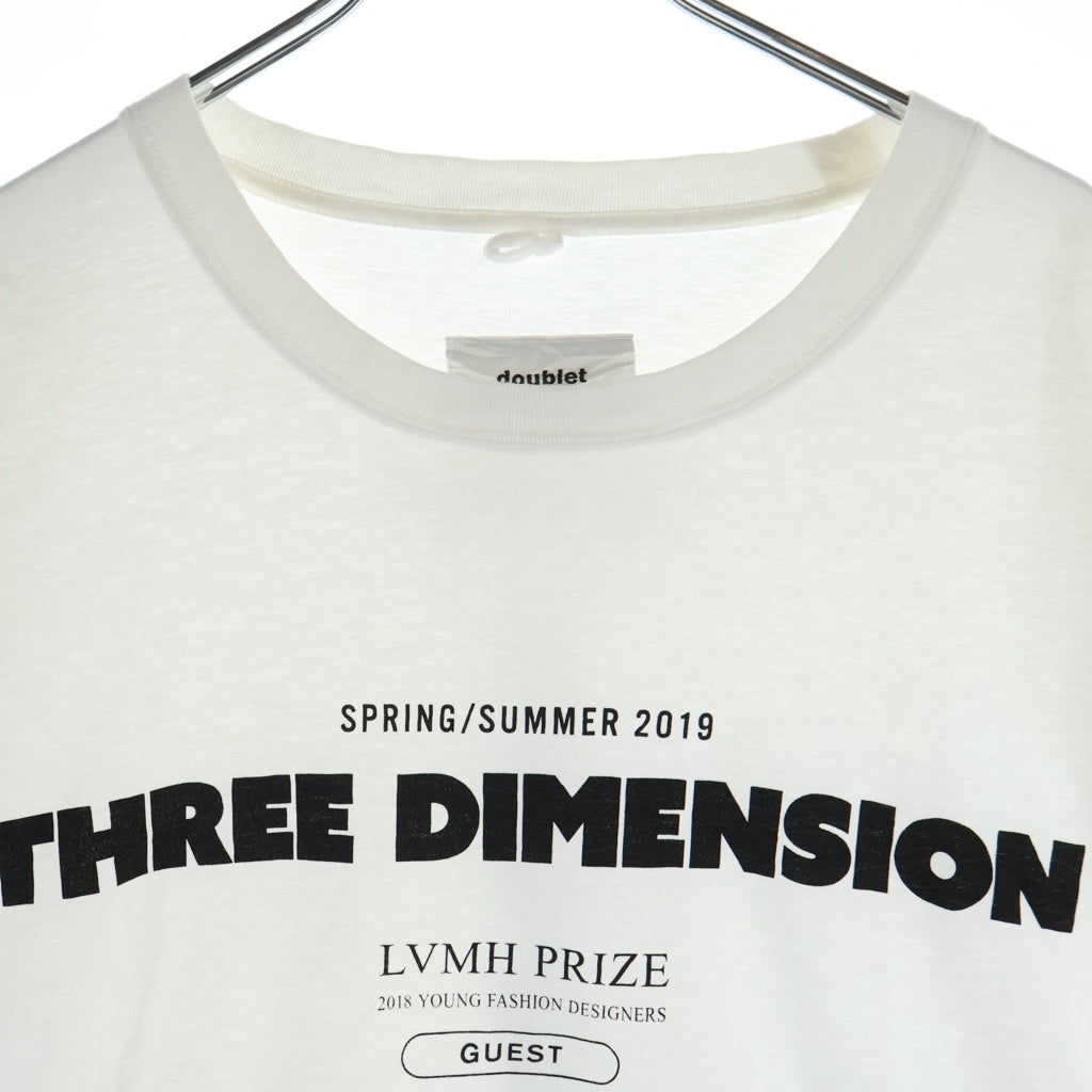 doublet(ダブレット) THREE DIMENSION フロントプリント 半袖Tシャツ カットソー ホワイト 19AW31CS143-1