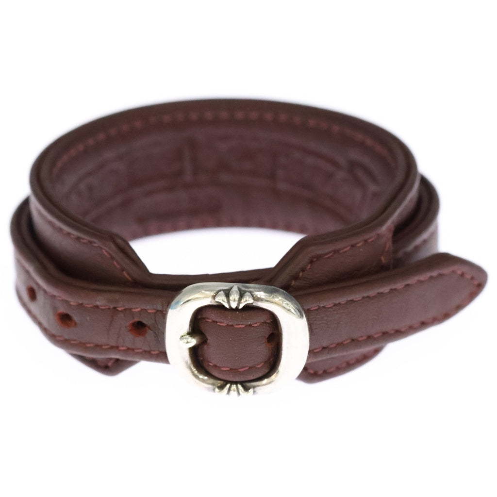 CHROME HEARTS(クロムハーツ) R&R TINY BUCKLE ガンスリンガータイニーバックルレザーブレスレット レッド/シルバー