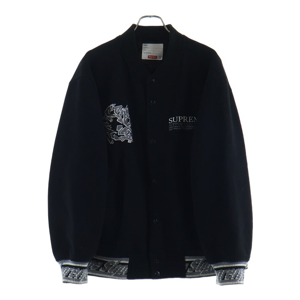 SUPREME(シュプリーム) 21AW Support Unit Varsity Jacket サポート ユニット バーシティー スタジャン ジャケット ブラック
