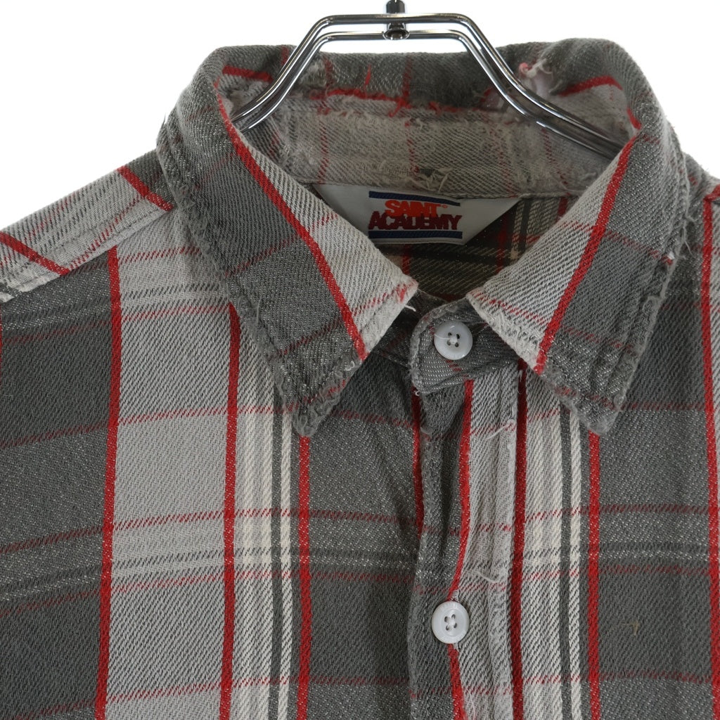 SAINT MICHAEL(セントマイケル) 22AW ×SHERMER ACADEMY FRANNEL SHIRT RED シャーマーアカデミー フランネル 長袖シャツ グレー/レッド SM-A22-0000-060