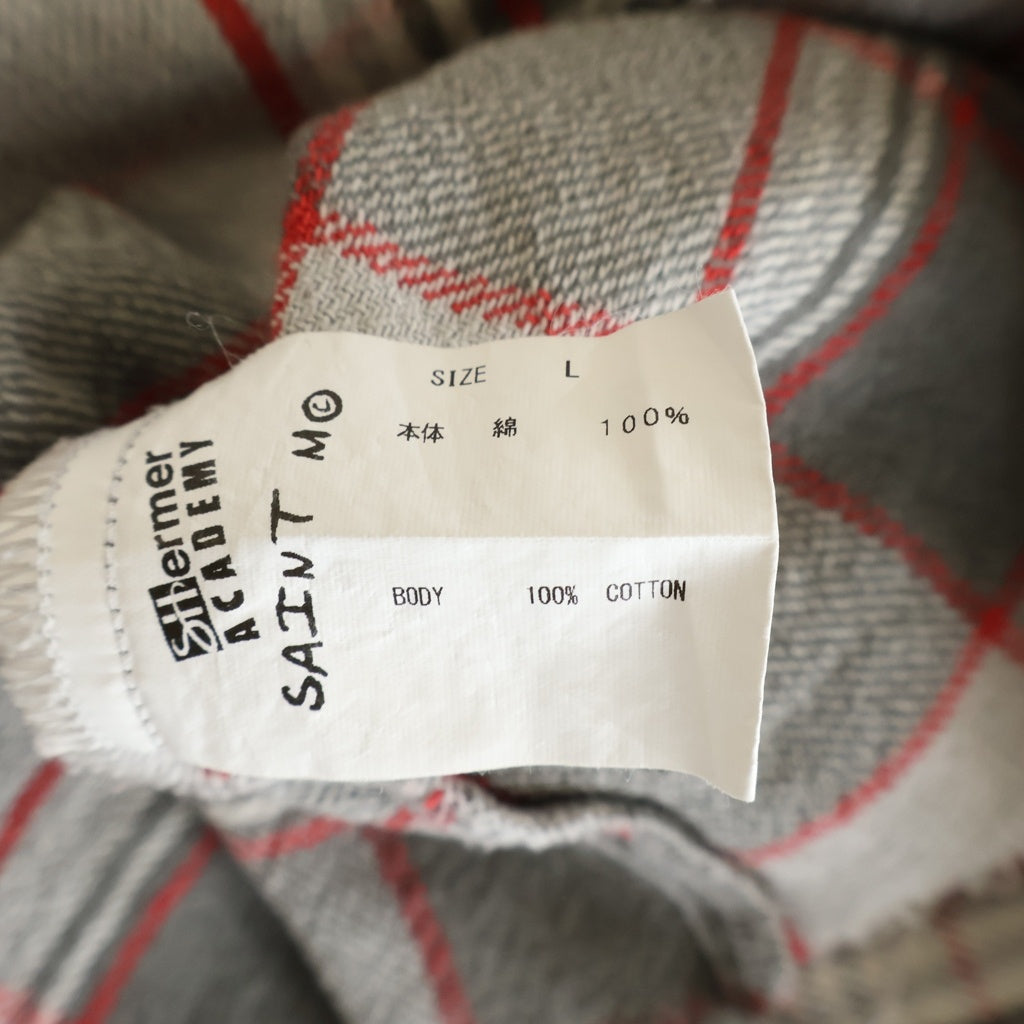 SAINT MICHAEL(セントマイケル) 22AW ×SHERMER ACADEMY FRANNEL SHIRT RED シャーマーアカデミー フランネル 長袖シャツ グレー/レッド SM-A22-0000-060