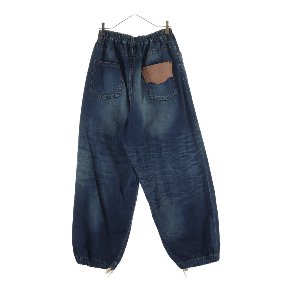 MAISON MIHARAYASUHIRO(メゾンミハラヤスヒロ) 24SS Light Denim Wide Pants レザーパッチ ライトデニムワイドパンツ インディゴブルー J12PT022