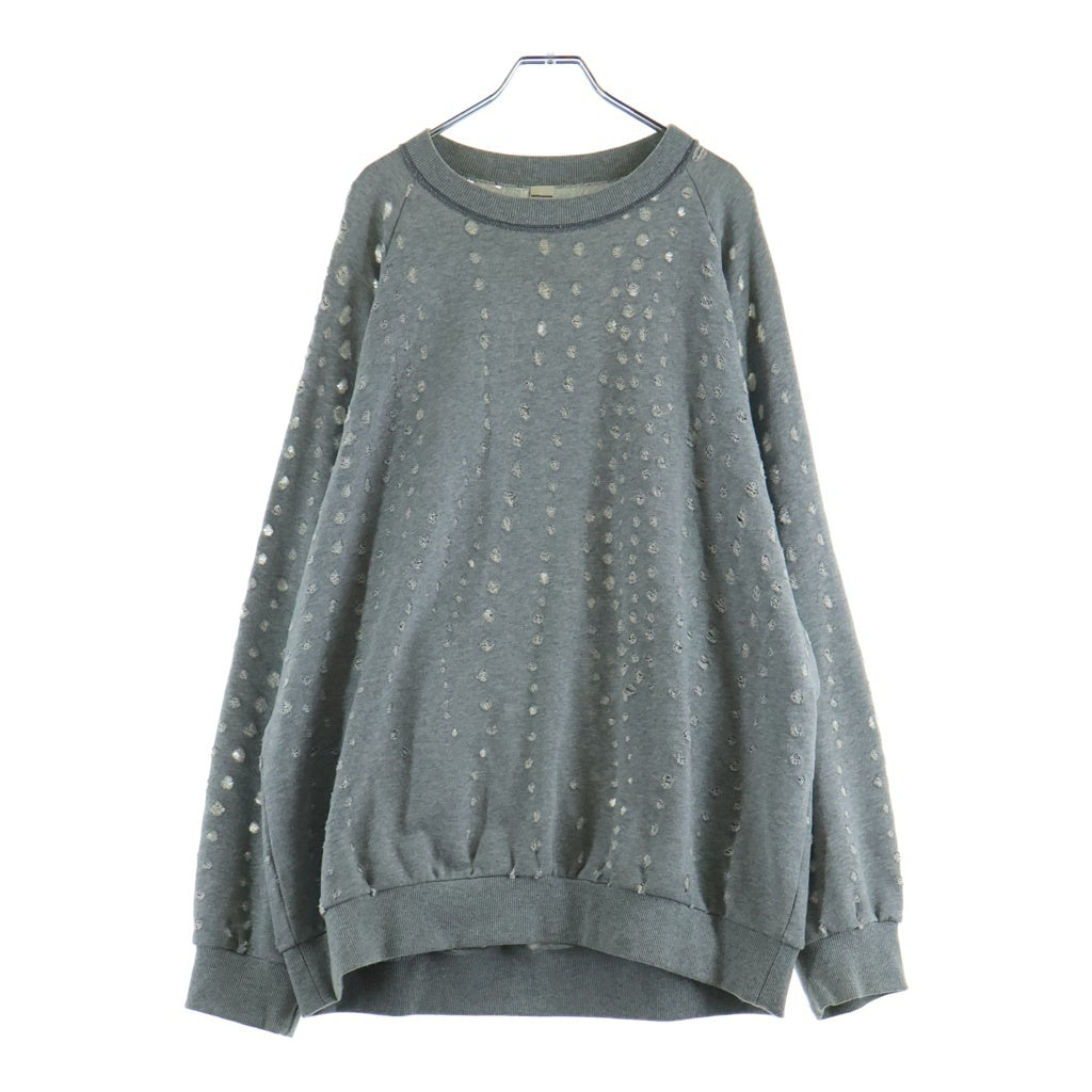 SHINYA KOZUKA(シンヤコズカ) MASSIVE SLEEVES クルーネック ホールデザイン 長袖スウェット トレーナー グレー 230ISK69