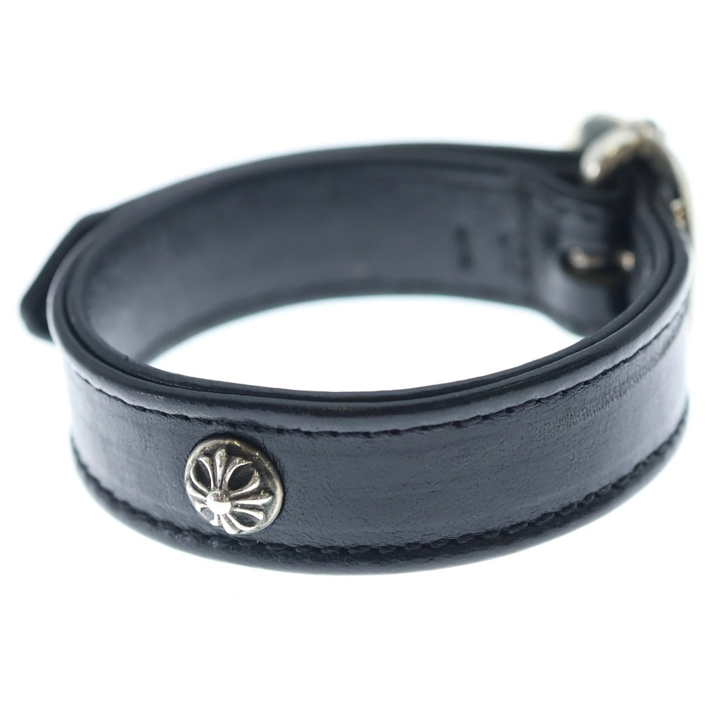 CHROME HEARTS(クロムハーツ) GUNSLINGER ガンスリンガー クロスボール レザーブレスレット ブラック/シルバー BCA146