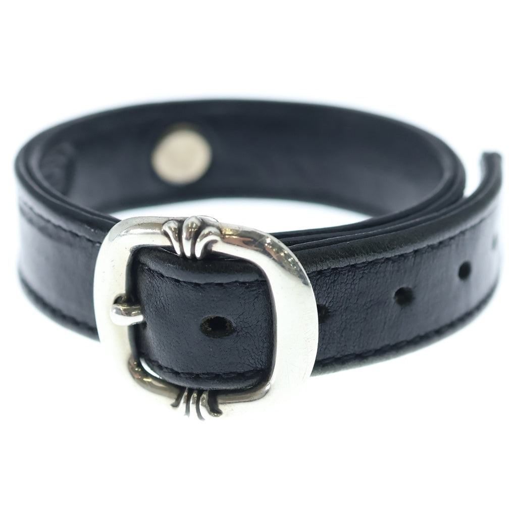 CHROME HEARTS(クロムハーツ) GUNSLINGER ガンスリンガー クロスボール レザーブレスレット ブラック/シルバー BCA146