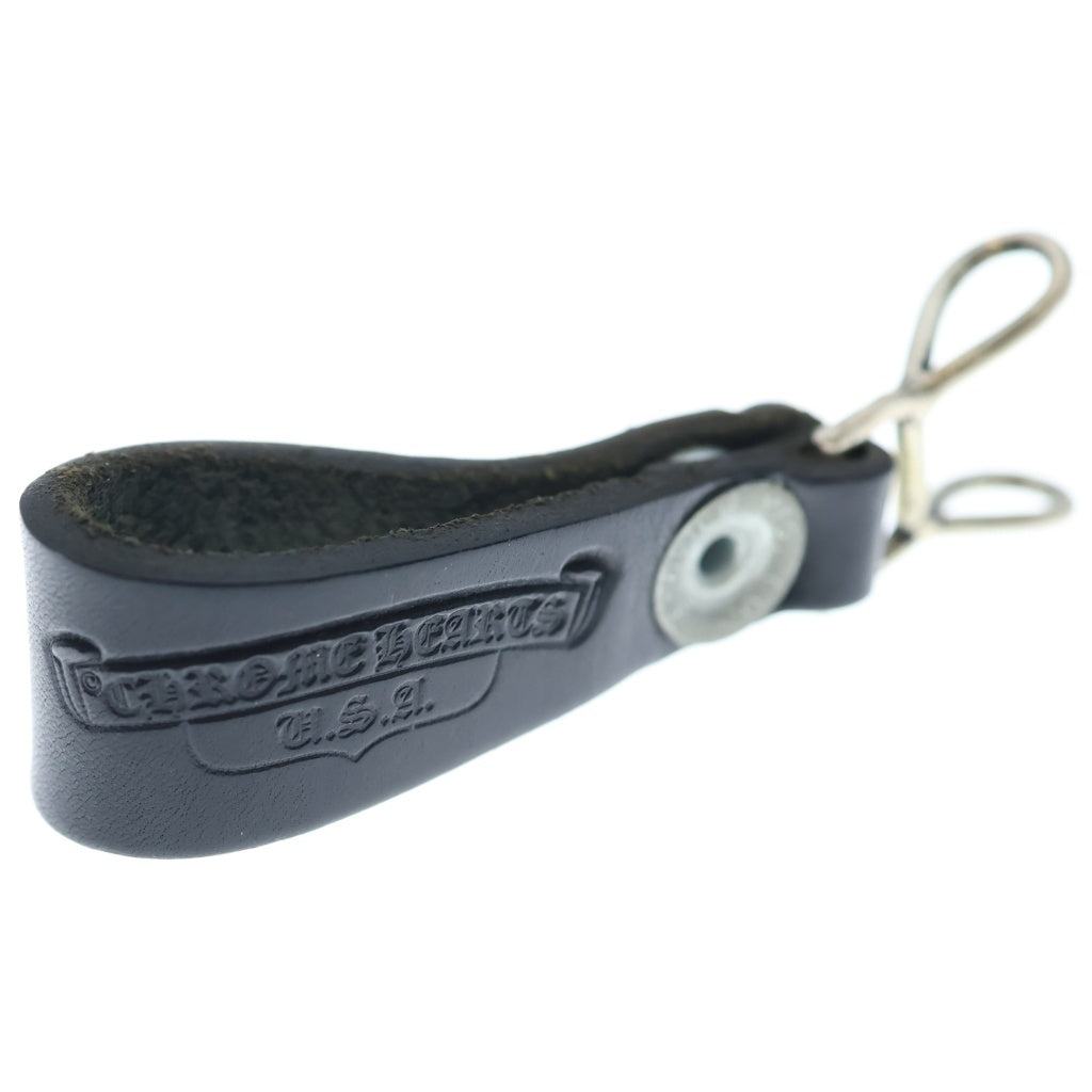 CHROME HEARTS(クロムハーツ) BELT LOOP クロスボールボタンレザーベルトループ シルバー/ブラック BCA397