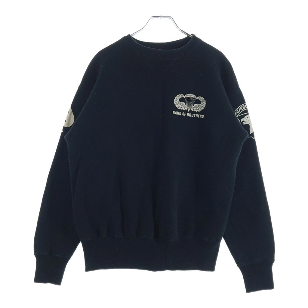 THE REAL McCOY'S(ザリアルマッコイ) BAND OF BROTHERS SWEATSHIRT バンドオブブラザーズ クルーネック 長袖スウェット トレーナー ブラック