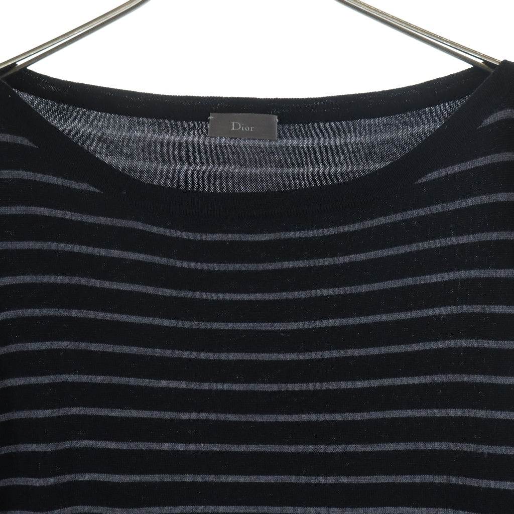 Dior HOMME(ディオールオム) 06AW ボーダー柄 ボートネック 長袖ニット セッター ブラック/グレー 6HH4052861