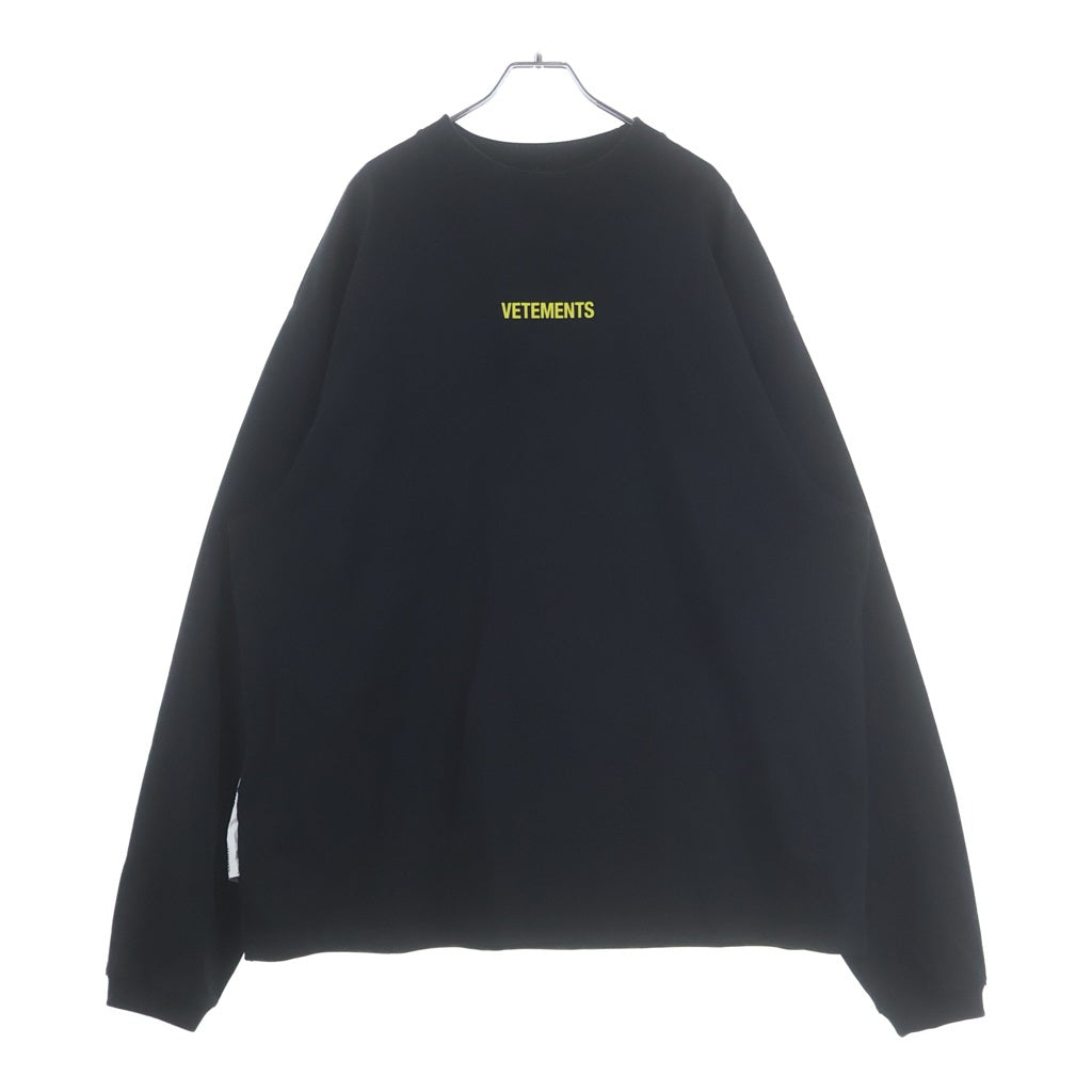 VETEMENTS(ヴェトモン) 22SS LONG SLEEVE LOGO LABEL T-SHIRT ロゴラベル ロングスリーブ 長袖Tシャツ カットソー ブラック UE52TR280X
