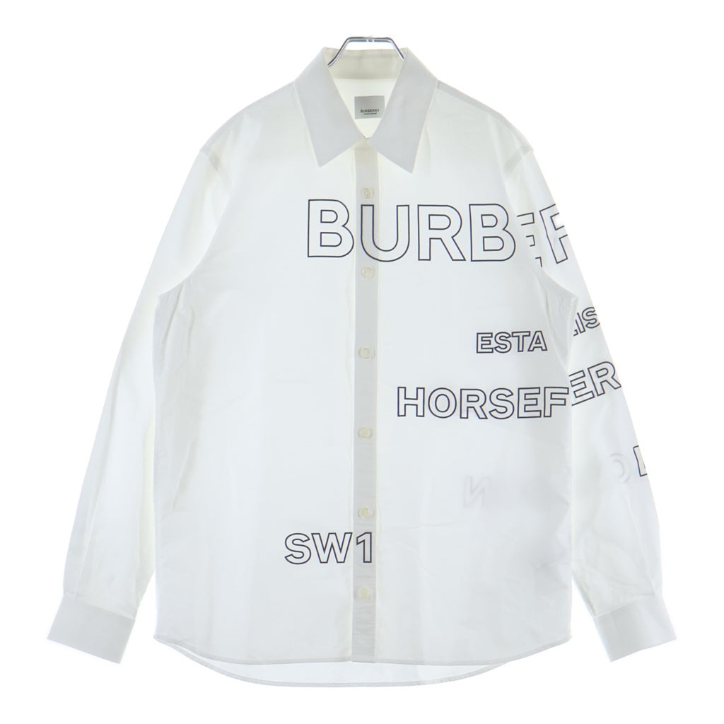 BURBERRY(バーバリー) ホースフェリー ロゴプリント ボタンダウン 長袖シャツ ホワイト 8036768