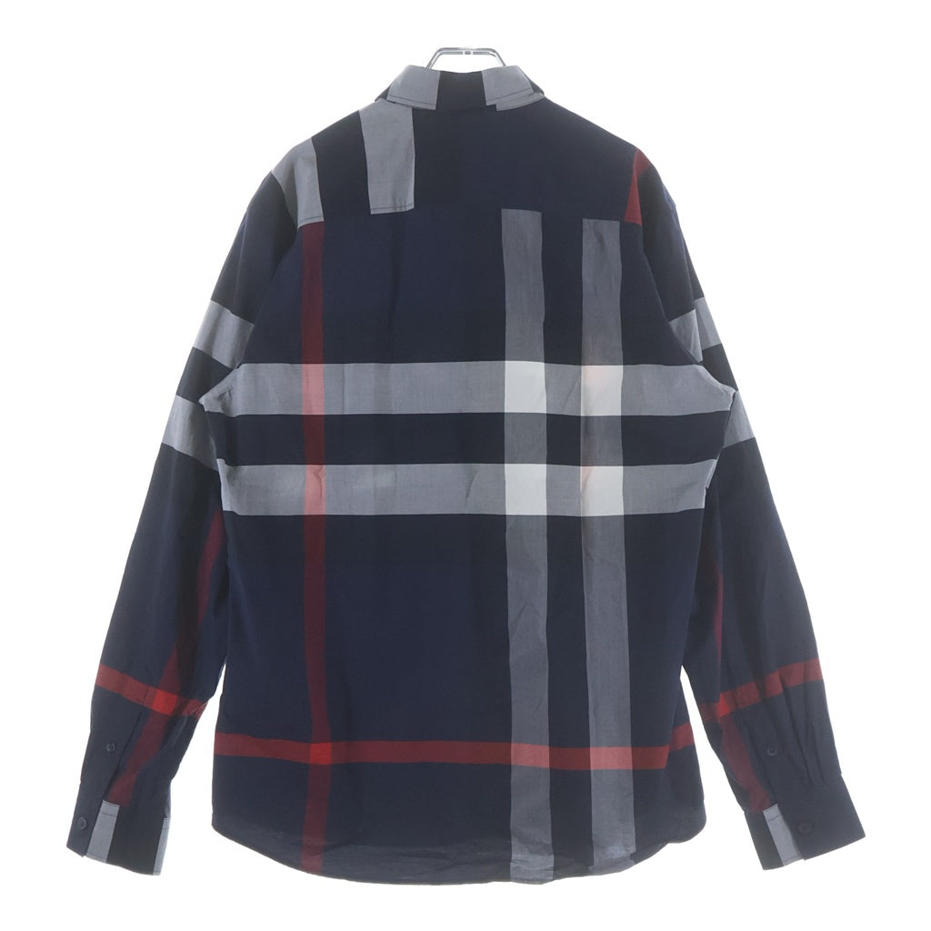 BURBERRY(バーバリー) リカルド ティッシ期 ボタンダウン 長袖チェックシャツ ネイビー 8018111