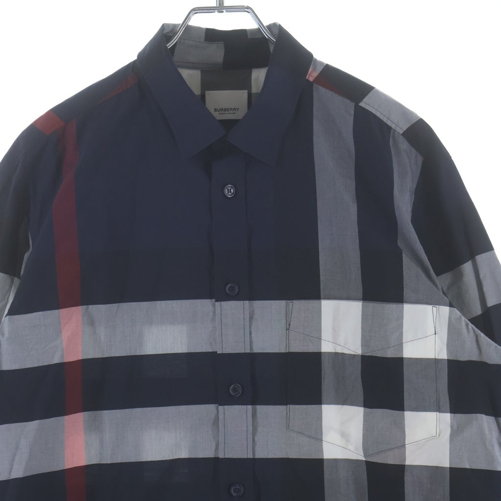 BURBERRY(バーバリー) リカルド ティッシ期 ボタンダウン 長袖チェックシャツ ネイビー 8018111