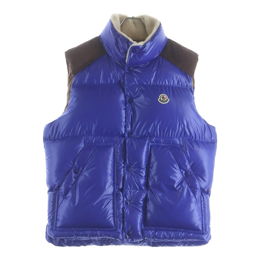 MONCLER(モンクレール) 23AW コーデュロイ切替 ボタンダウン ダウンベスト ブルー/ブラウン I20911A00128 595ZJ
