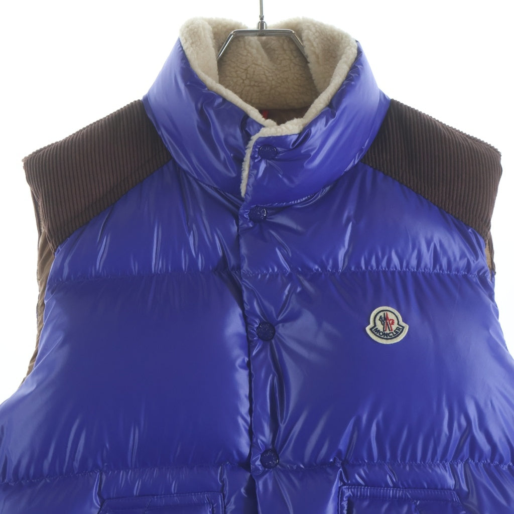 MONCLER(モンクレール) 23AW コーデュロイ切替 ボタンダウン ダウンベスト ブルー/ブラウン I20911A00128 595ZJ