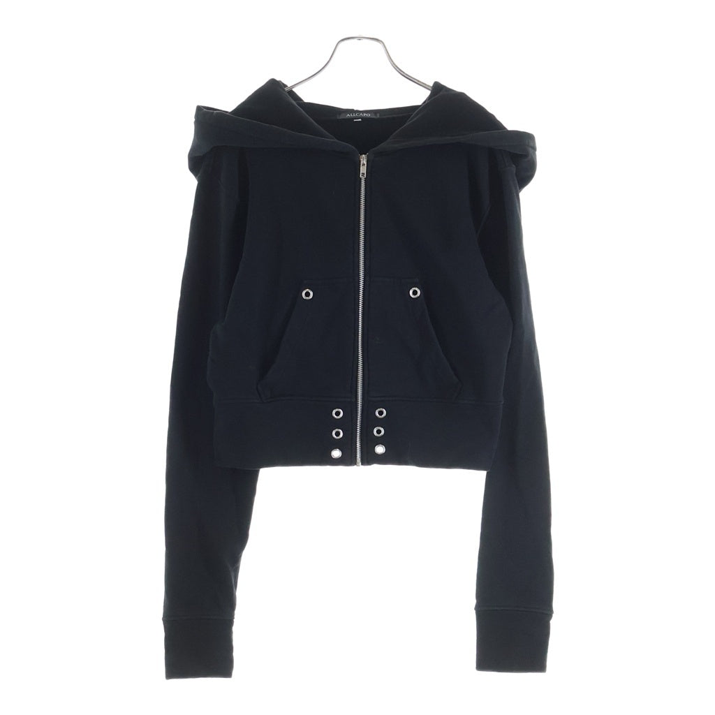 NO BRAND(ノーブランド) ALLCAPO オールカポ CROPPED BIG ZIPUP HOODIE クロップド ビッグ フーディ ジップアップパーカー ブラック