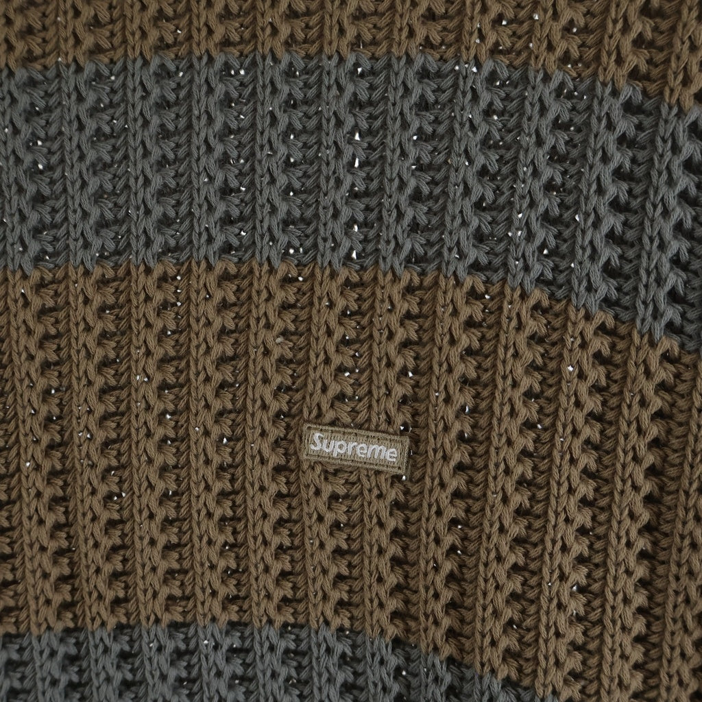 SUPREME(シュプリーム) 25SS Loose Gauge Stripe Small Box Sweater ルーズゲージ ストライプ スモールボックスロゴ ニットセーター ブラウン/グレー