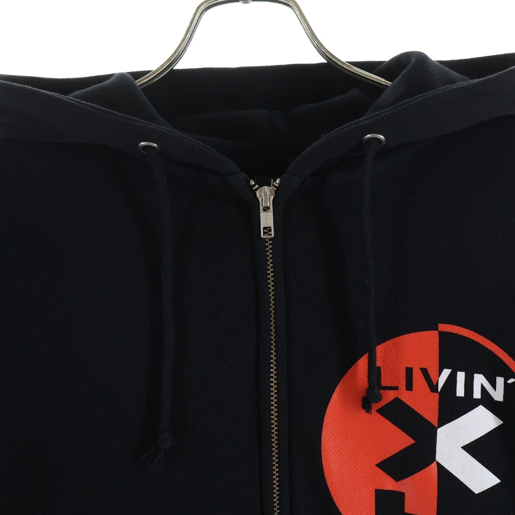 STUSSY(ステューシー) ZIP UP HOODIE バックロゴプリント ジップアップ フーディーパーカー ブラック