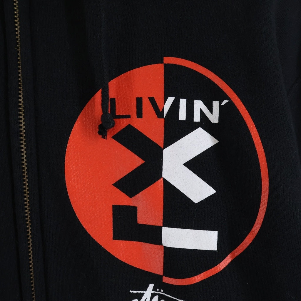 STUSSY(ステューシー) ZIP UP HOODIE バックロゴプリント ジップアップ フーディーパーカー ブラック