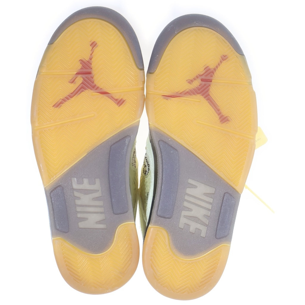 NIKE(ナイキ) ×OFF WHITE AIR JORDAN5 SAIL オフホワイト エアジョーダン5 セイル ハイカットスニーカー ホワイト/イエロー US7/25.0cm DH8565-100