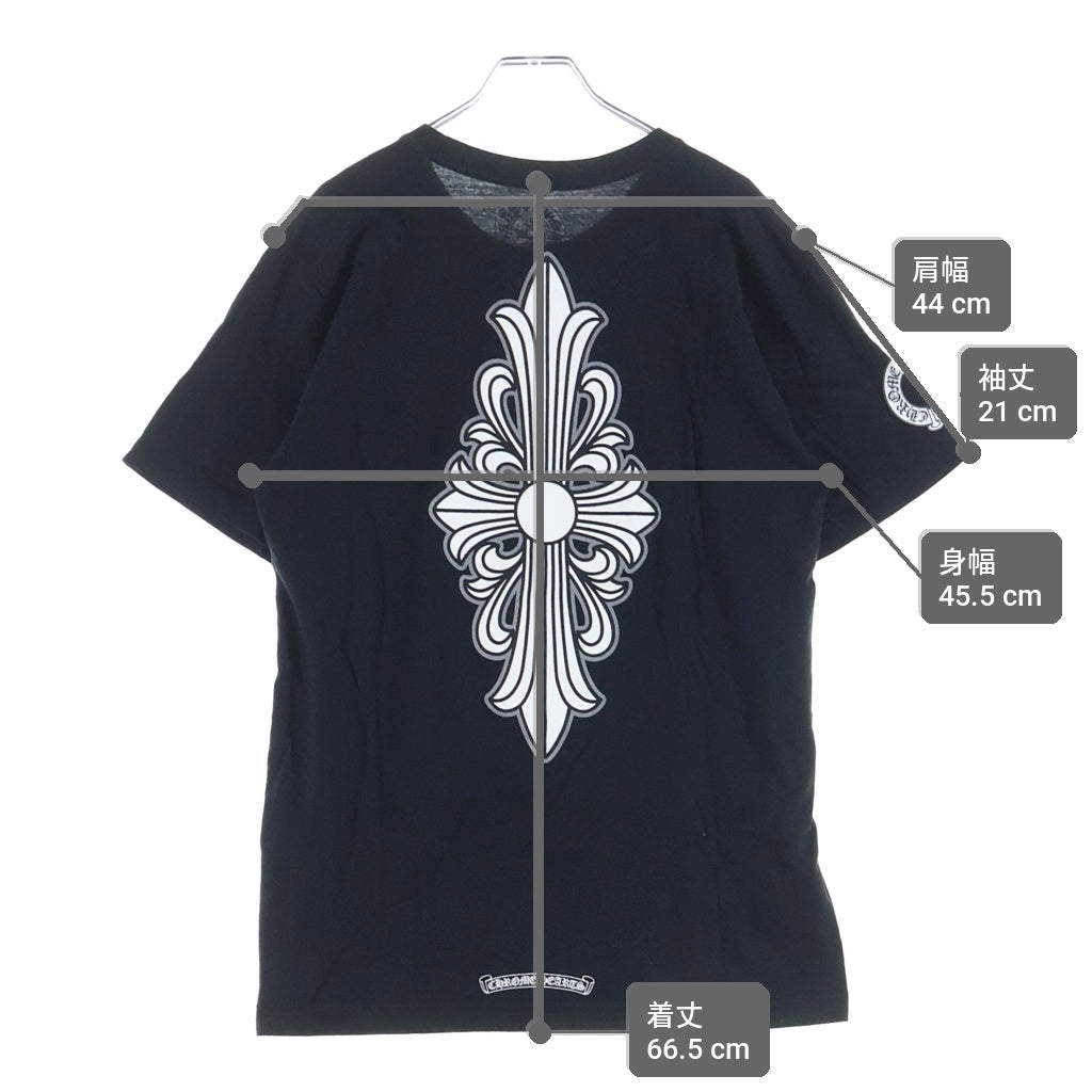 CHROME HEARTS(クロムハーツ) Floral Cross L/S Tee バックフローラルクロス クルーネック 半袖Tシャツ カットソー ブラック