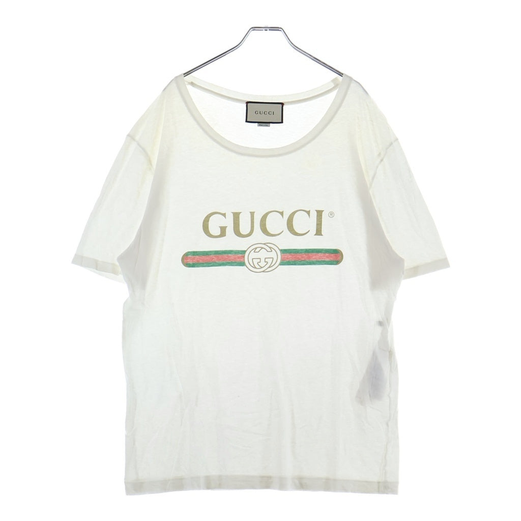 GUCCI(グッチ) 17SS ウォッシュ加工ロゴ 半袖Tシャツ カットソー ホワイト 440103 X3F05