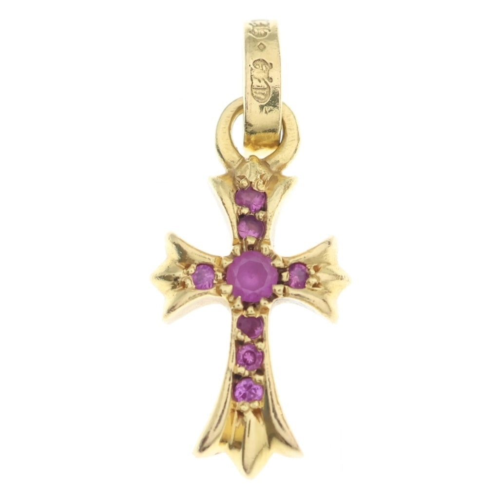 CHROME HEARTS(クロムハーツ) 22K CRS BBYFAT P SAP P ベイビーファット PAVEピンクサファイヤ チャーム ネックレストップ ゴールド