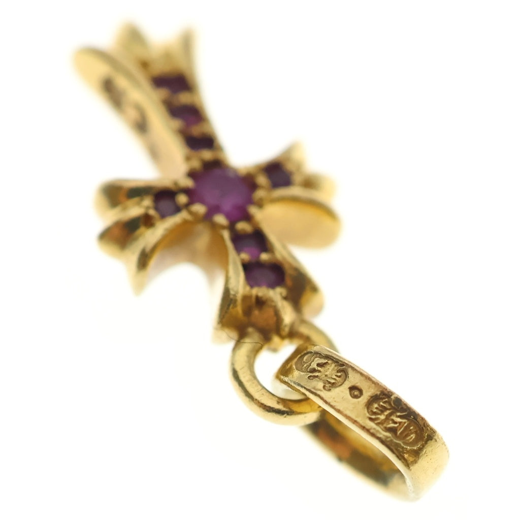 CHROME HEARTS(クロムハーツ) 22K CRS BBYFAT P SAP P ベイビーファット PAVEピンクサファイヤ チャーム ネックレストップ ゴールド