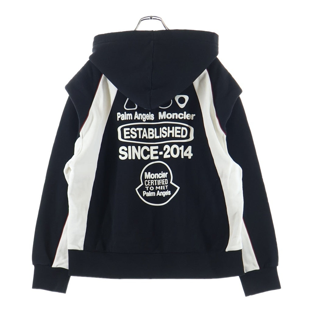 MONCLER(モンクレール) ×Palm Angels パームエンジェルス バックロゴプリント プルオーバー フーディーパーカー ブラック/ホワイト J209L8G00001 899V4