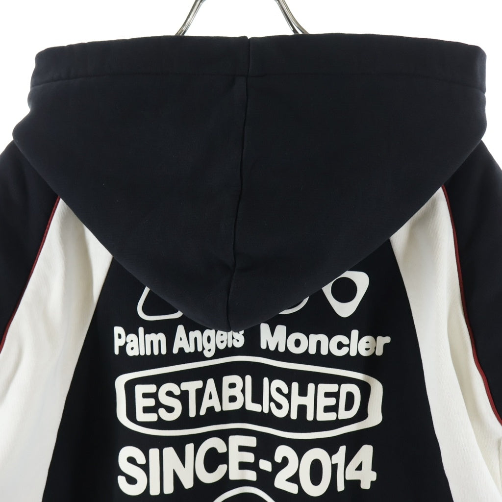 MONCLER(モンクレール) ×Palm Angels パームエンジェルス バックロゴプリント プルオーバー フーディーパーカー ブラック/ホワイト J209L8G00001 899V4
