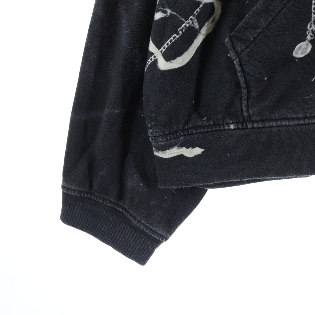 NO BRAND(ノーブランド) HEREDTHREAD print hoodie 2 toys ザレッドスレッド トロンプルイユ ジップアップ フーディー パーカー ブラック TR34702