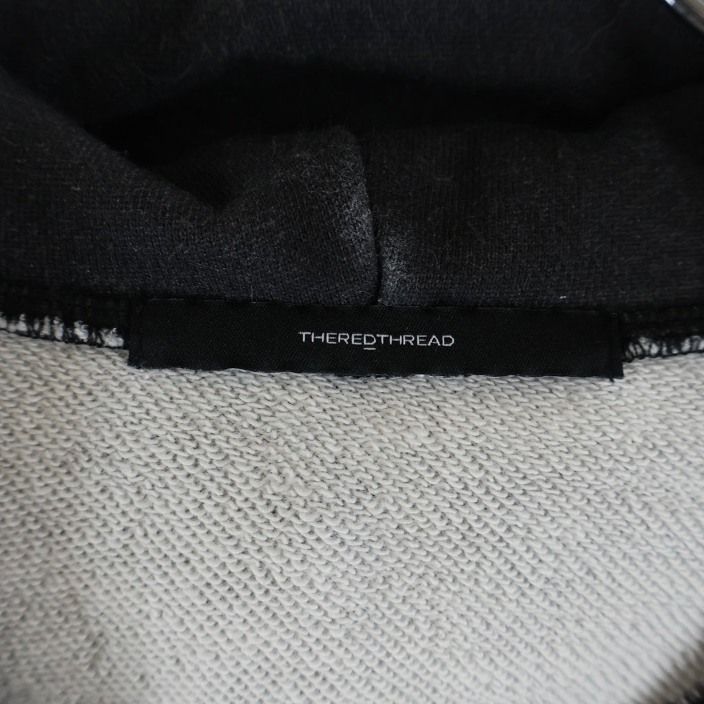 NO BRAND(ノーブランド) HEREDTHREAD print hoodie 2 toys ザレッドスレッド トロンプルイユ ジップアップ フーディー パーカー ブラック TR34702