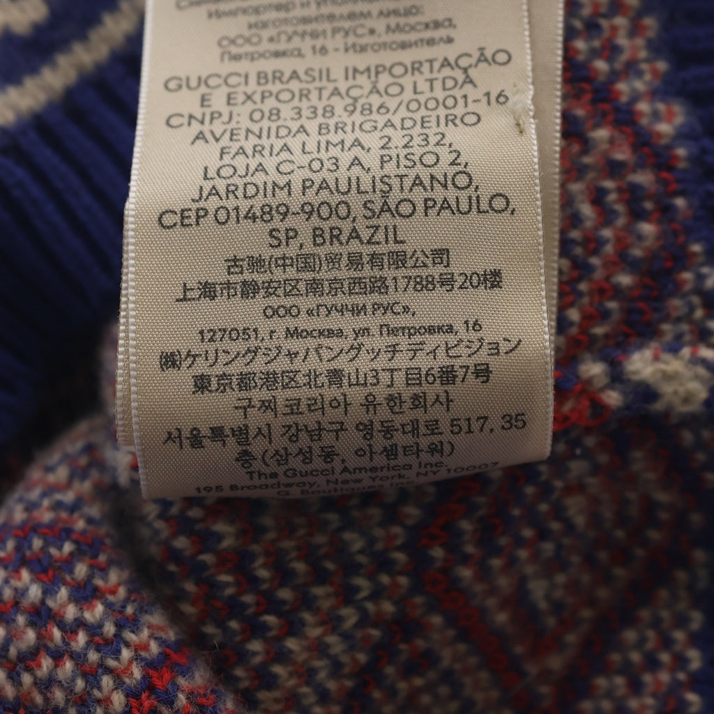 GUCCI(グッチ) GGロゴ 総柄 ニットキャップ ビーニー レッド/ブルー 685469 4KAAA