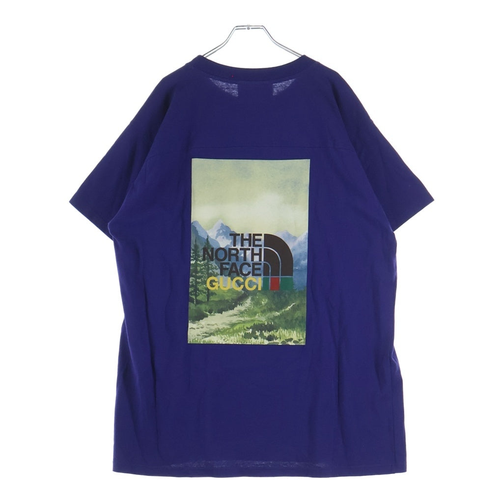 GUCCI(グッチ) ×THE NORTH FACE T-SHIRT ザノースフェイス バックプリント クルーネック 半袖Tシャツ カットソー ネイビー