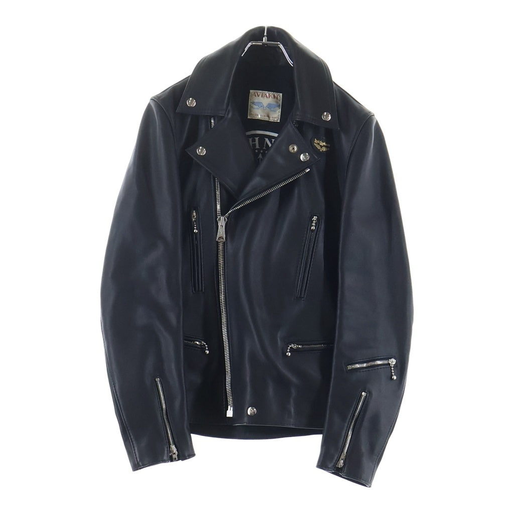Lewis Leathers(ルイスレザー) × HYSTERIC GLAMOUR Ramones LIGHTNING × ヒステリックグラマー ラモーンズ ライトニング カウレザー ライダースジャケット ブラック 0253LB05
