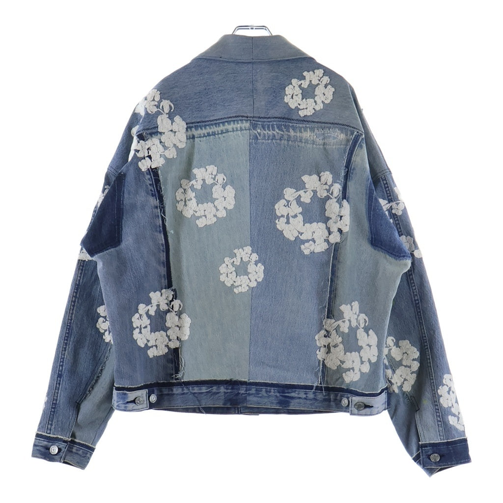READY MADE(レディメイド) ×DENIM TEARS デニムティアーズ 再構築 フラワー刺繍 デニムジャケット インディゴブルー RE-DT-BL-00-00-14