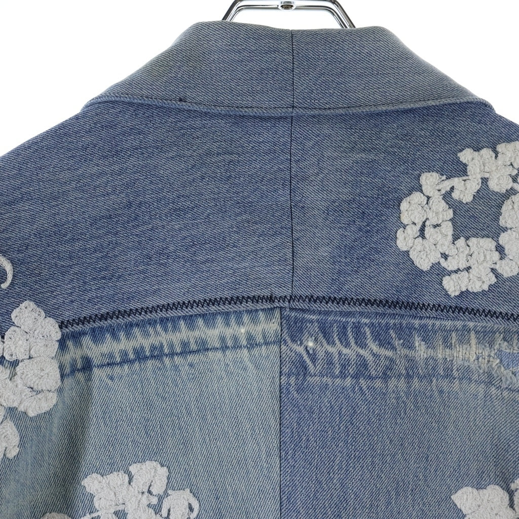 READY MADE(レディメイド) ×DENIM TEARS デニムティアーズ 再構築 フラワー刺繍 デニムジャケット インディゴブルー RE-DT-BL-00-00-14
